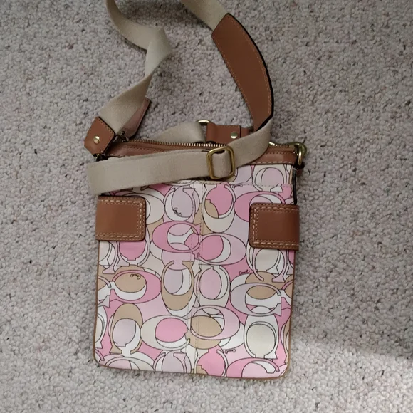 Coach Pink and Tan Patterned Crossbody Bag - Picture 3 of 4